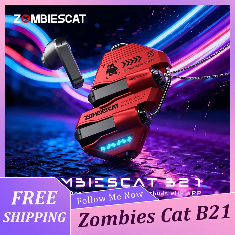 Беспроводные TWS-наушники Zombi Cat B21 Bluetooth с AI-переводом, дизайн в виде ожерелья, для полного погружения в музыку, с поддержкой умного приложения
