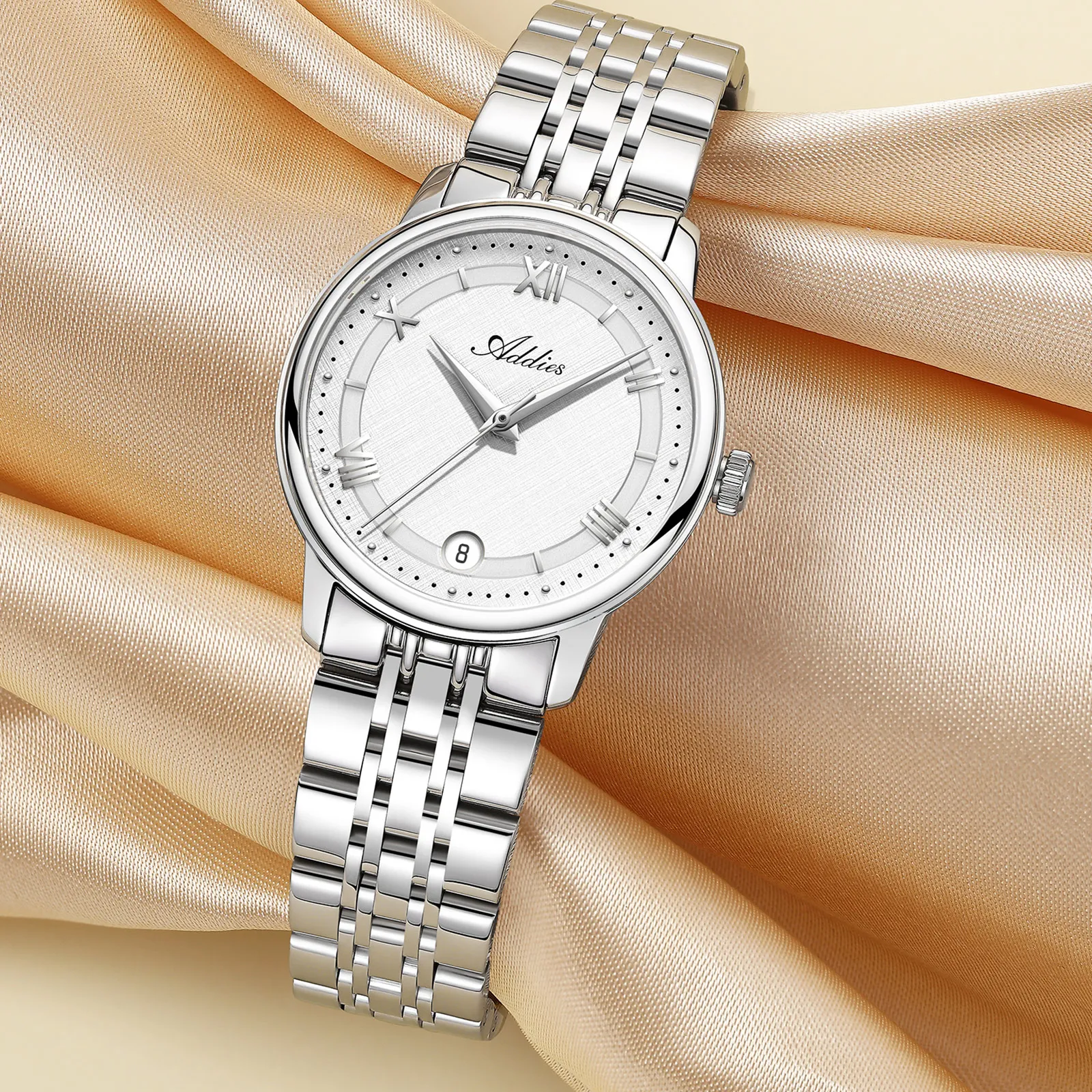 ADDIES Roman Dial Women's Quartz Watch 31MM 5Bar Waterproof 316L Stainless Steel Watches Sapphire Glass Simple Design Wristwatch