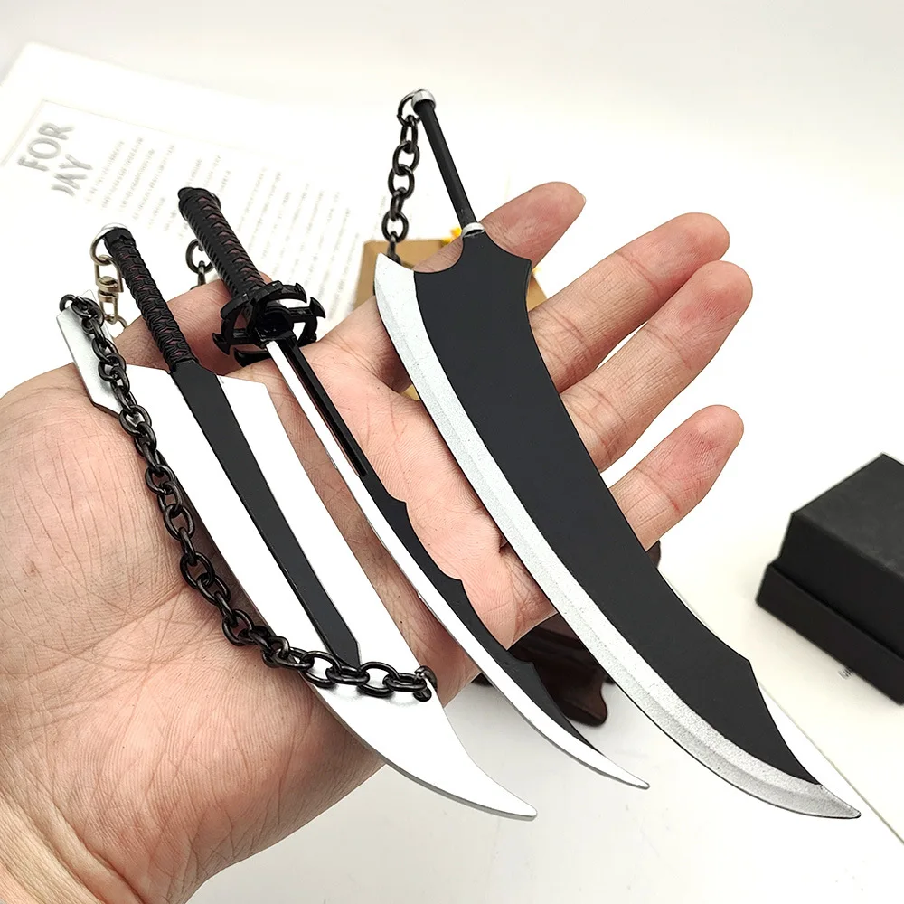 Anime BLEACH KeyChain Zangetsu Double Blade Metal Weapon Keyrings Pendant Cosplay Props For Men Backpack Toys Gifts