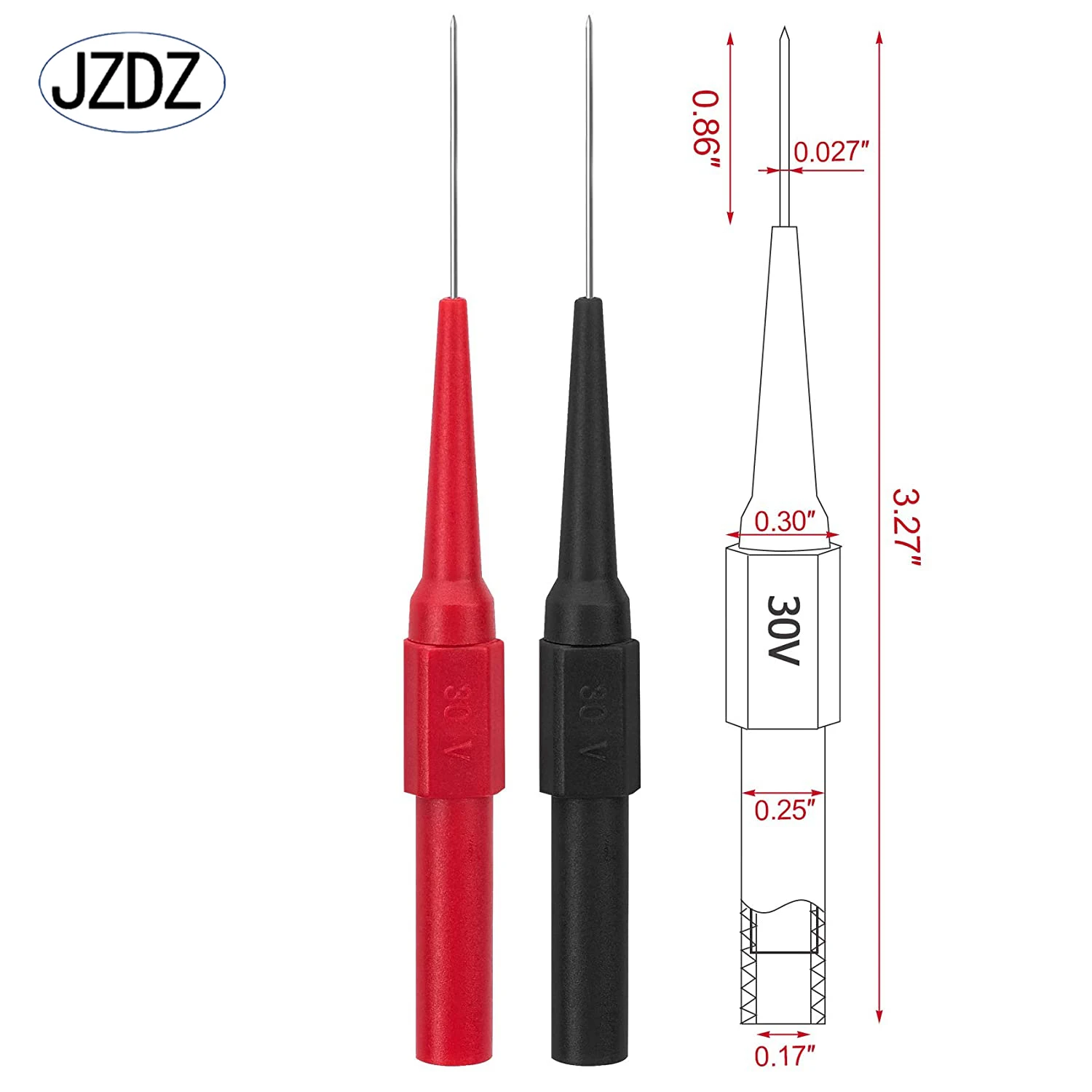 JZDZ 2pcs 0.7mm Test Probe Needle  Mul-timeter Stainless Puncture Back Probe 4mm Auto repair tool J.30009