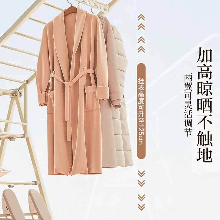 Floor To Ceiling Folding Clothes Rack, Adjustable Clothes Pole, Indoor Balcony Living Room Bedding Drying Rack, Home Furniture