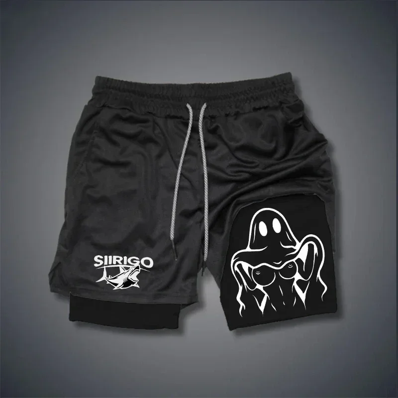 

Мужская одежда для спорта и фитнеса, модные двухслойные шорты для фитнеса, мужские летние тонкие быстросохнущие дышащие шорты для фитнеса