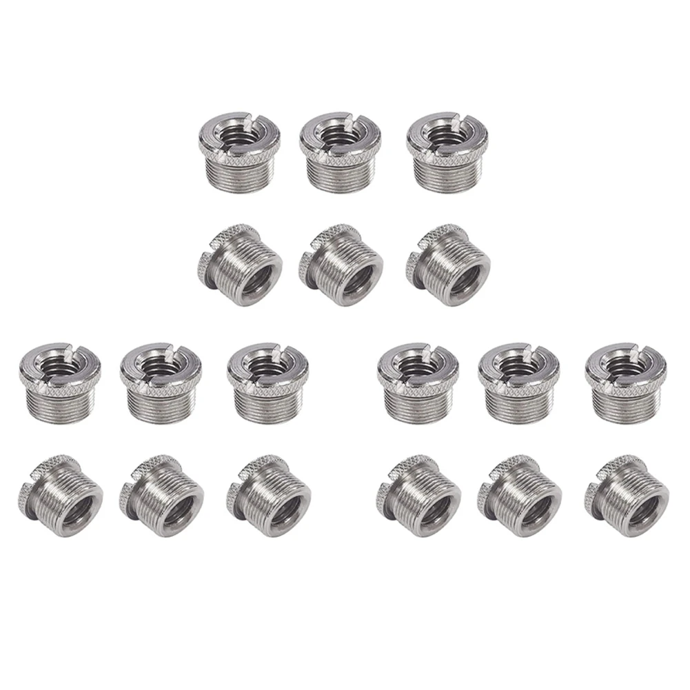 A33T-18 Pcs 5/8 Inch Male To 3/8 Inch Female Mic Converter Threaded Screw Adapter With Knurls For Microphone Stands Mounts