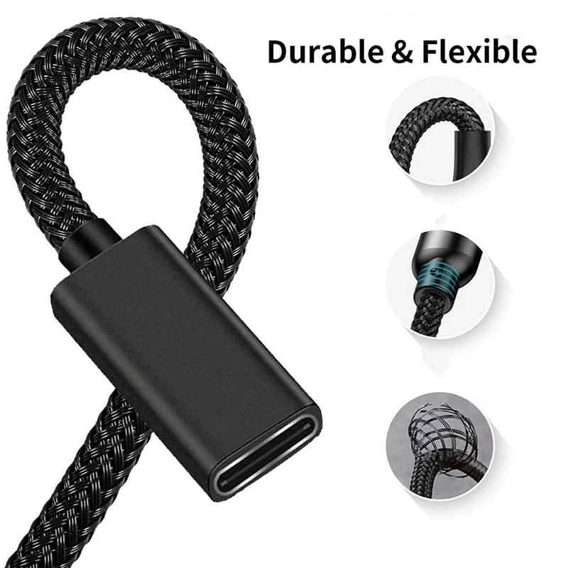 4X Nylon Braided For Surface Connect To USB-C Charging Cable For Surface Pro7 Go2 Pro6 5/4/3 Surface Laptop Book