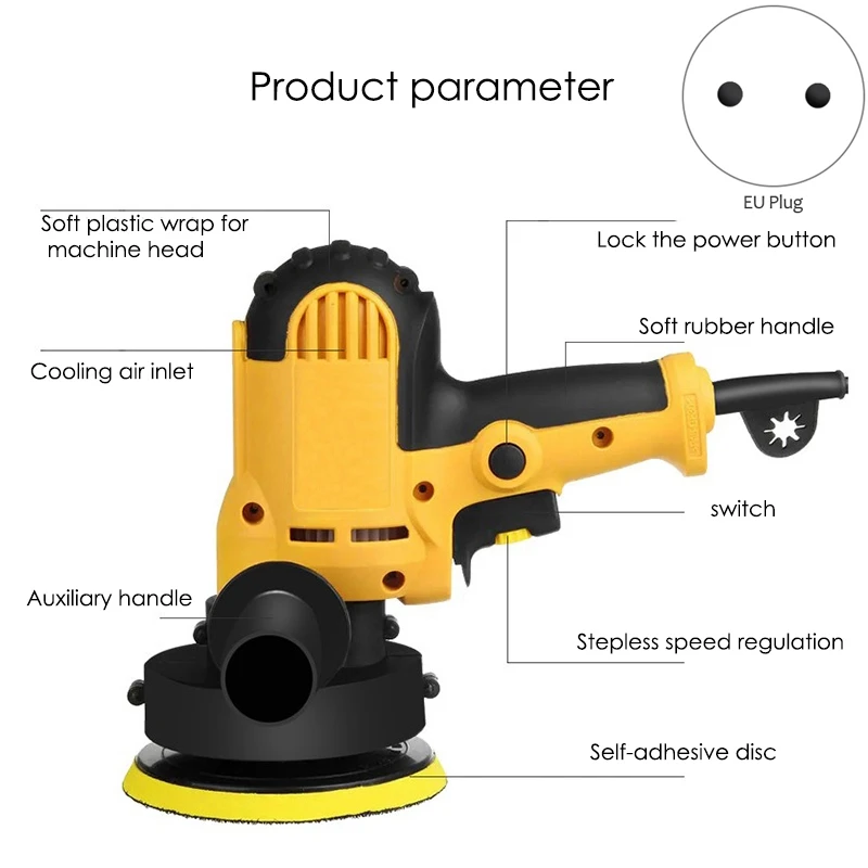 Auto Parts Auto Beauty Sealing Machine Buffer Polisher Variable Speed Start Machine Speed 600-3700R/Min EU Plug