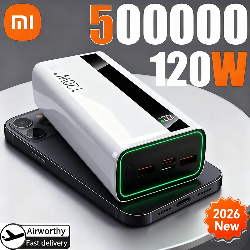 Xiaomi 500000mAh 120W carga súper rápida banco de energía de alta capacidad batería externa cargador de batería portátil para iPhone Samsung