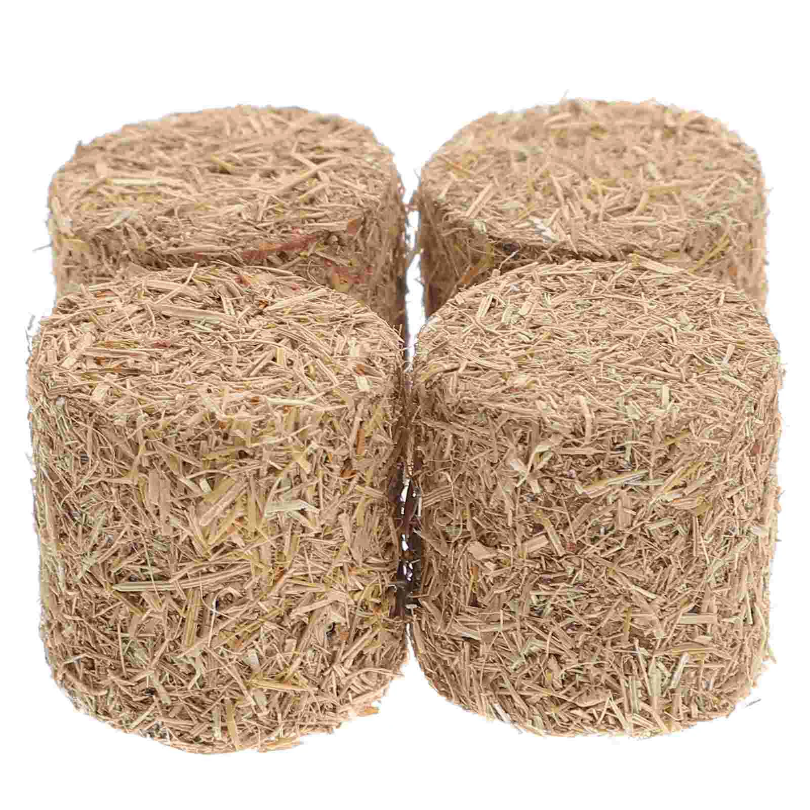 4 Pcs Mini Haystack Model Drysoon Garden Decorations Simulated House Decorative Wood Miniature Prop Office Yard Scene