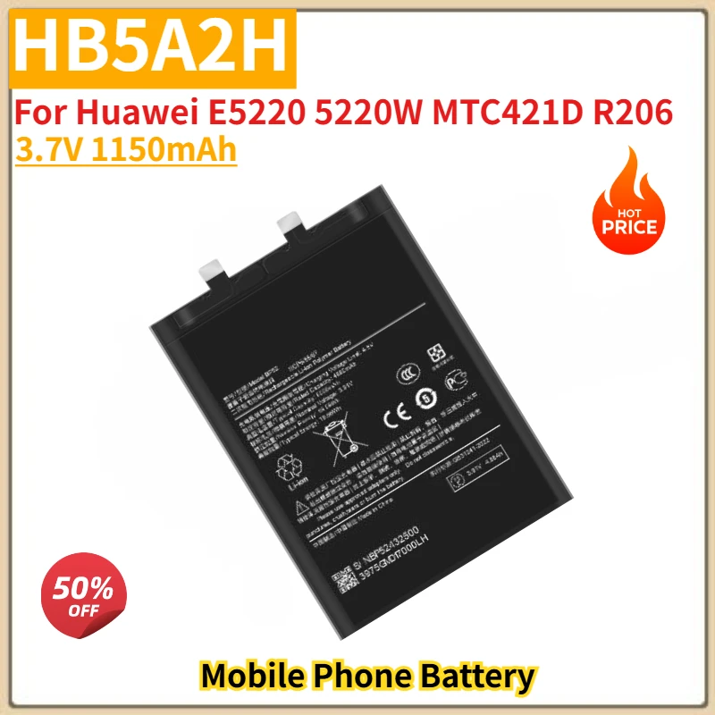 

HB5A2H High Quality Phone Battery 3.7V 1150mAh For Huawei E5220 5220W MTC421D R206 Brand New Replacement Battery