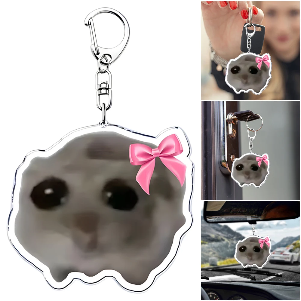 Funny Pendant Keyring I Am Just A Girl Popular Meme Key Chain Cute Meme Crying Hamster Jewelry Fans Gifts