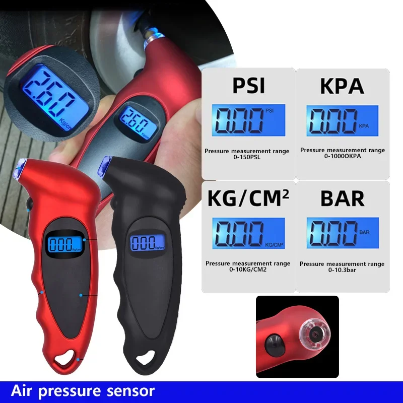 High-Precision Digital Tire Pressure Gauge with Backlight and Car Portable Digital LCD Display for Tyre Air Pressure Monitoring