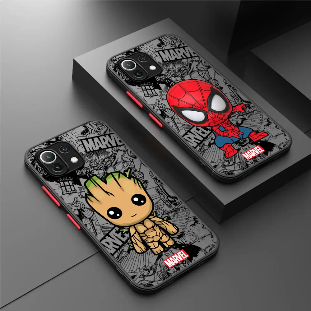 Cartoon Marvel Groot Spiderman Phone Case for Xiaomi Mi 12 13 Pro 13 Ultra 12X 11T 12T Pro 10T Note 10 Lite 9T 11 Lite Cover