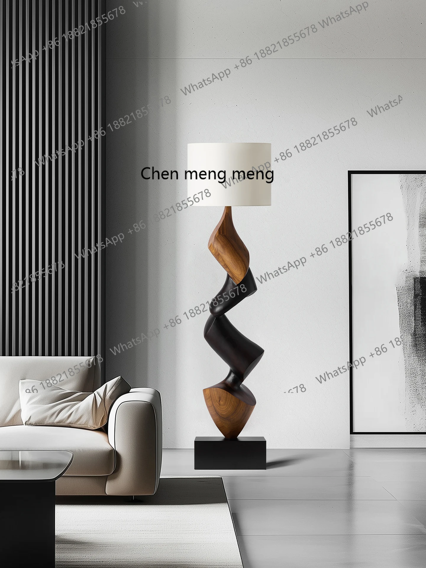 デザイナーによるイタリアンミニマリストの無垢材フロアランプ、高級リビングルーム装飾用垂直アート雰囲気照明