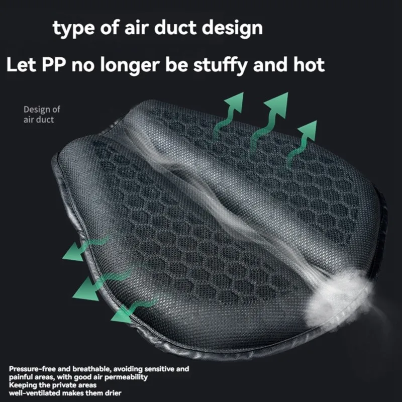

Pressure Relief Cooling Motorcycle Seat Cushion, 3D Honeycomb Tailbone Cutout Design Shock Absorbing Non-Slip Black Pad