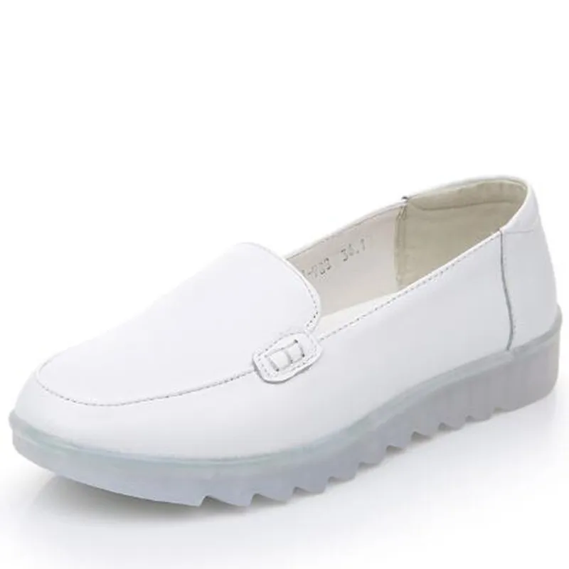 

2023 New Soft Bottom Non-slip Comfort White Shoes Woman Spring Shoes Flat Shoes Shoes Size 34-41 Cow Leather Shoes Casual Flats