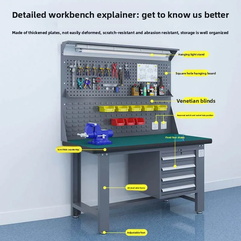 W5 heavy-duty anti-static workbench - multi-purpose workshop workbench, vise table, repair & inspection workstation