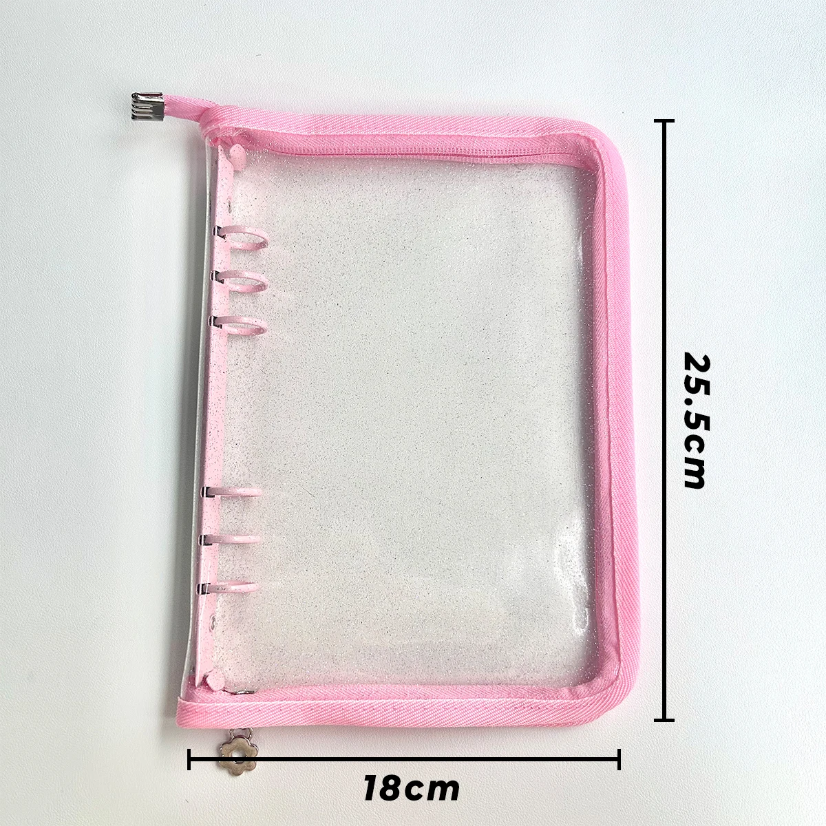 A5 Transparent Binder Shell Waterproof PVC Binder Cover With Zipper For Refillable Notebook Shell Sparkling Planner Cover