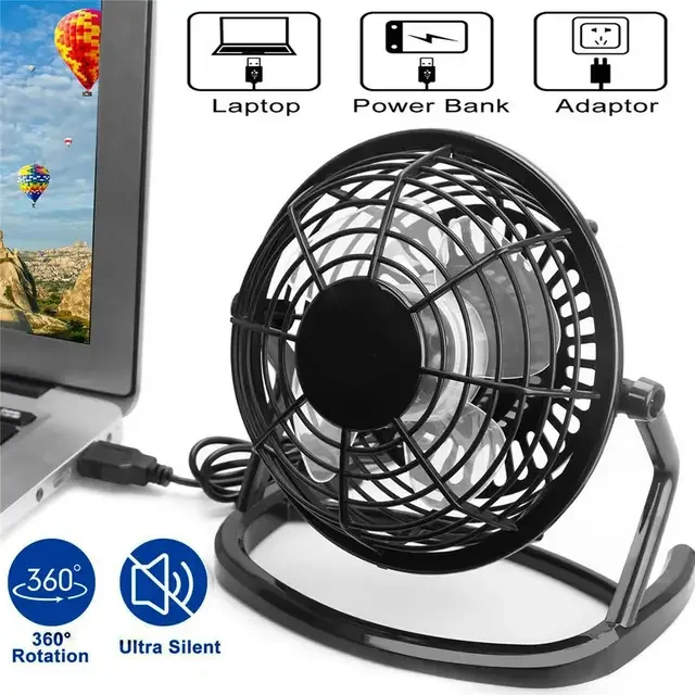 Portable DC 5V USB Mini Fan 4 Blade Desktop USB Fan - USB Powered Personal Table Fan