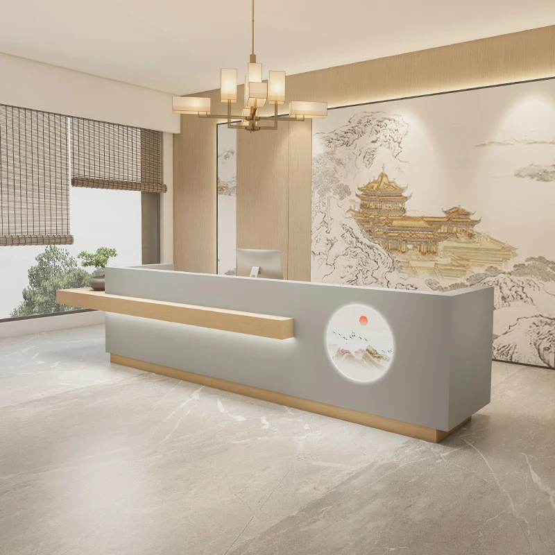 Luxury Furniture Office Reception Desk Advanced Modern Counter Hairdressing Front Clothes Executive Receiption Table Long Help