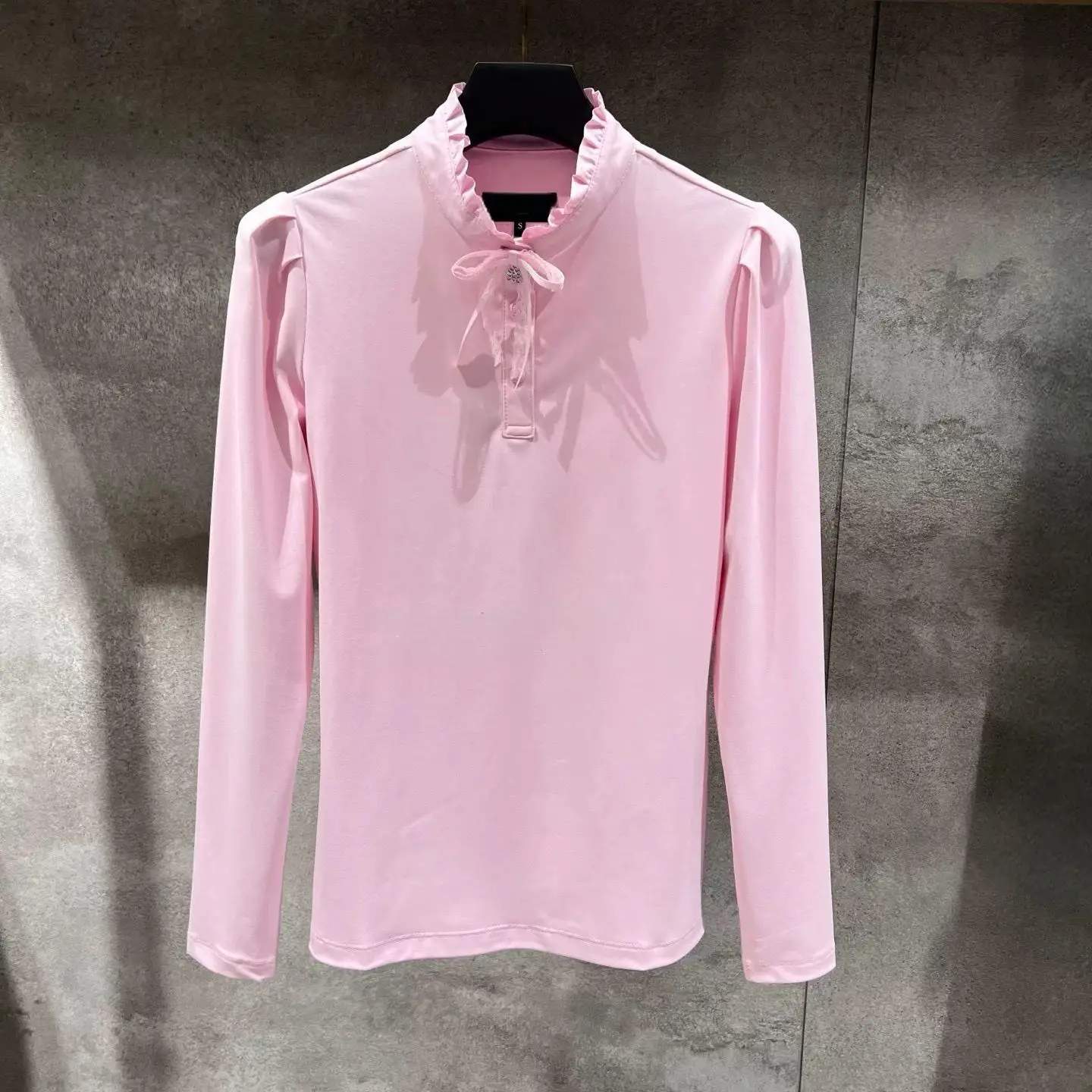 2026 Ladies Elastic Slim Golf Mock Neck Long Sleeve Shirt Breathable Outdoor Sports Blouse