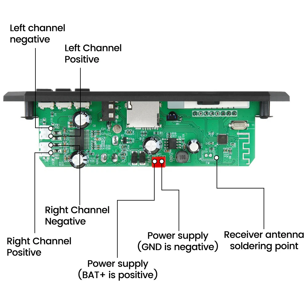 Scheda di decodifica Bluetooth MP3 DC7V-24V modulo audio remoto supporto TF card USB FM modulo radio per altoparlante lettore MP3