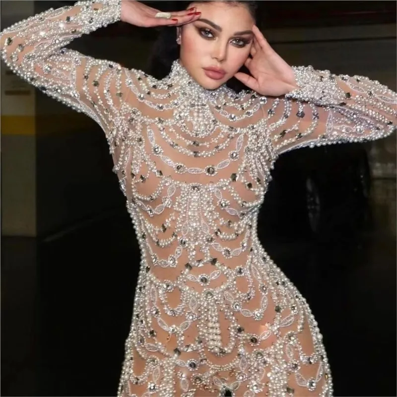 

New decorative see-through sequined jumpsuit