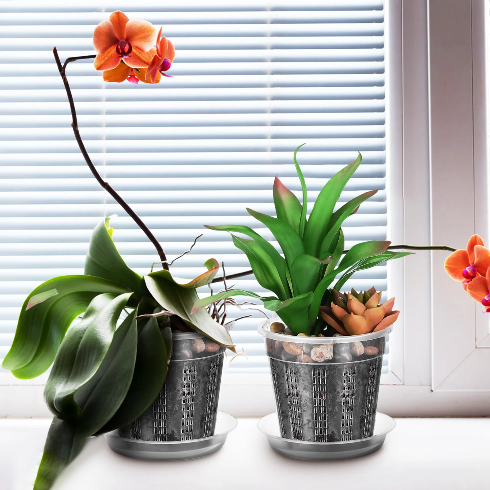 

8 Pcs Hollow Flower Pot Clear Nursery Pots Drainage Balcony Planting Plastic Orchid Transparent Breathable Design Strong