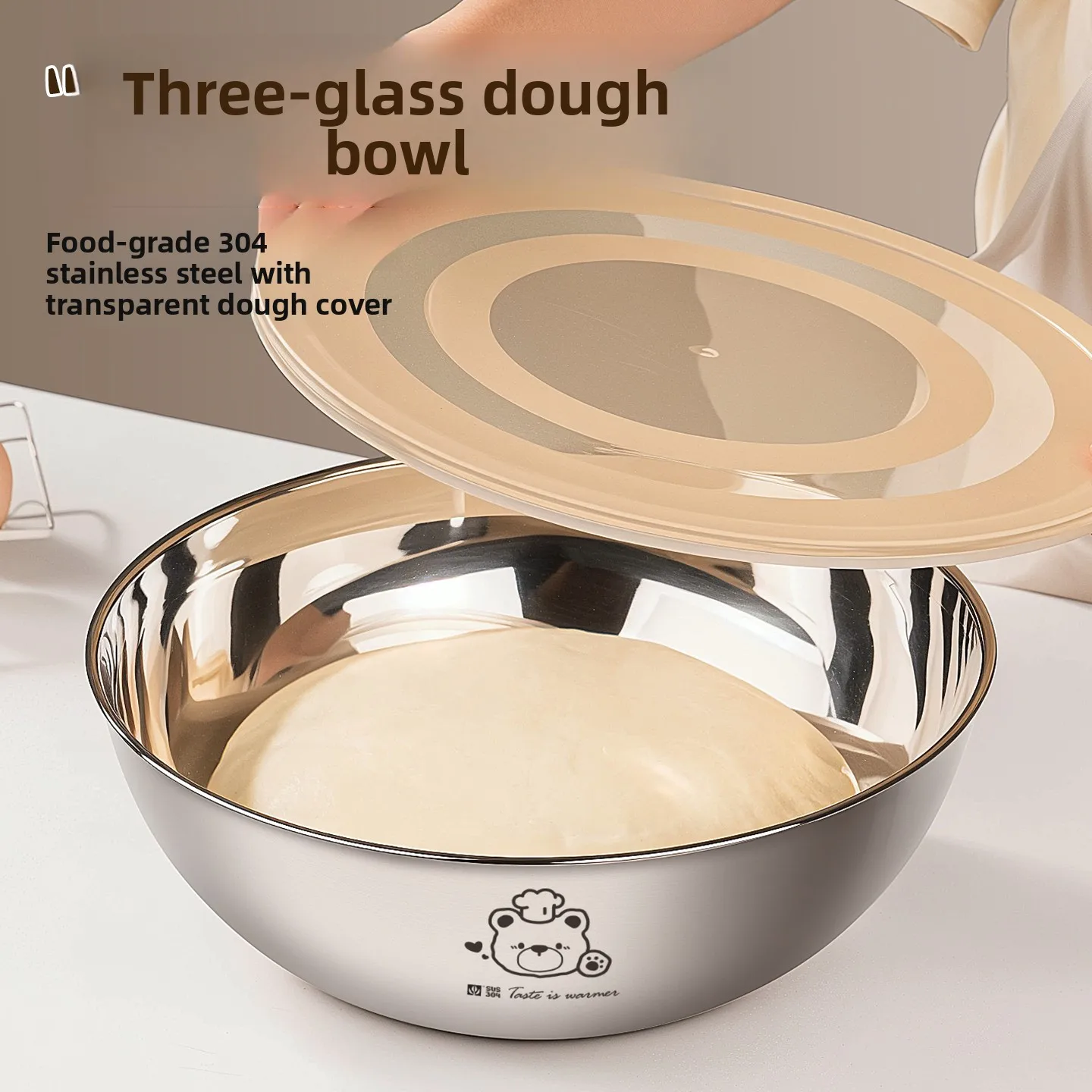 

Stainl Steel Kitchen Bowl for Yeast Baking Food ade with Cover Home Use round ape Dough ing Basin Diwaer Se