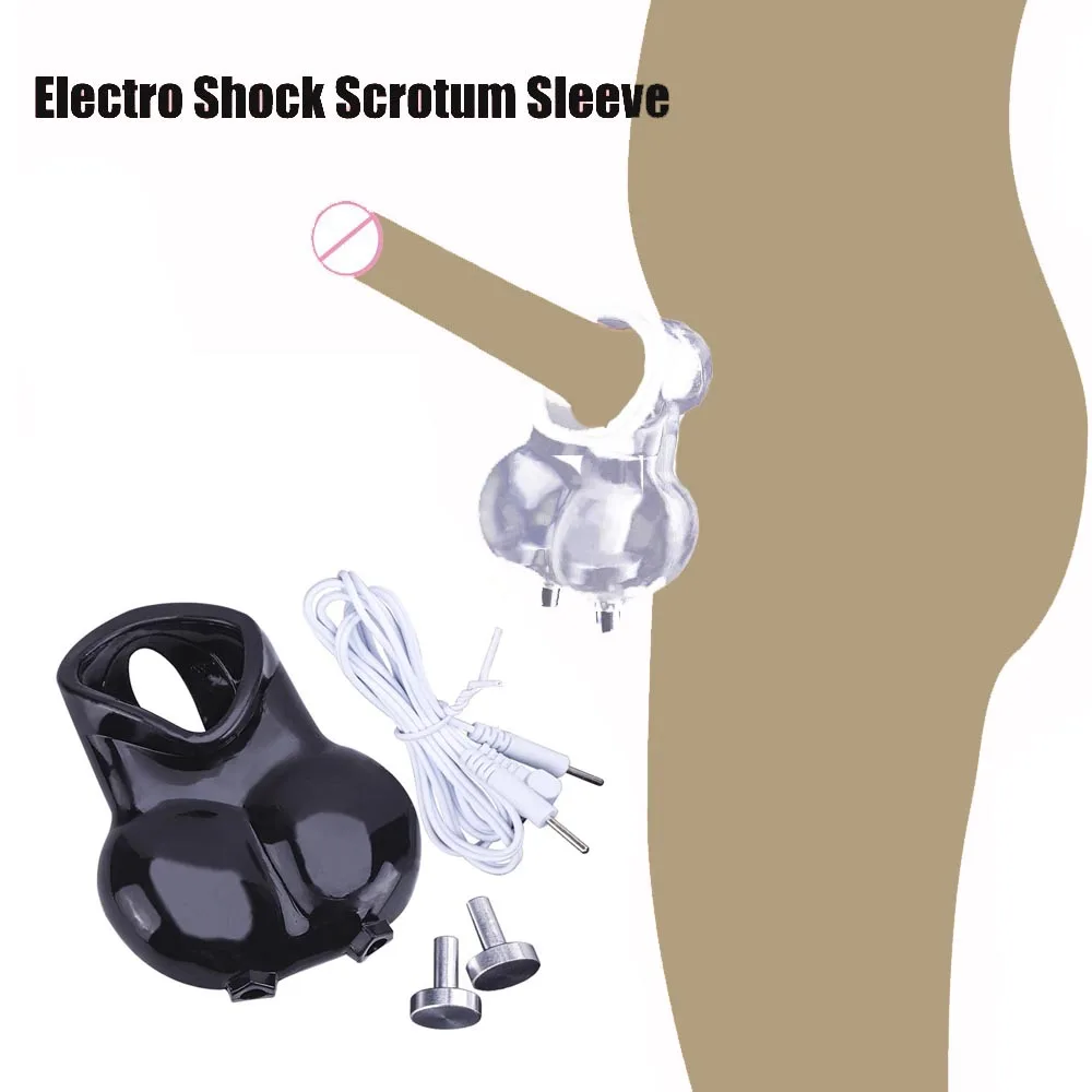 Electric Shock Penis Ring/Scrotum Bind Sleeve E-stim Glans Trainer Cock Therapy Extender Loops BDSM Electric Play Male Sex Tool