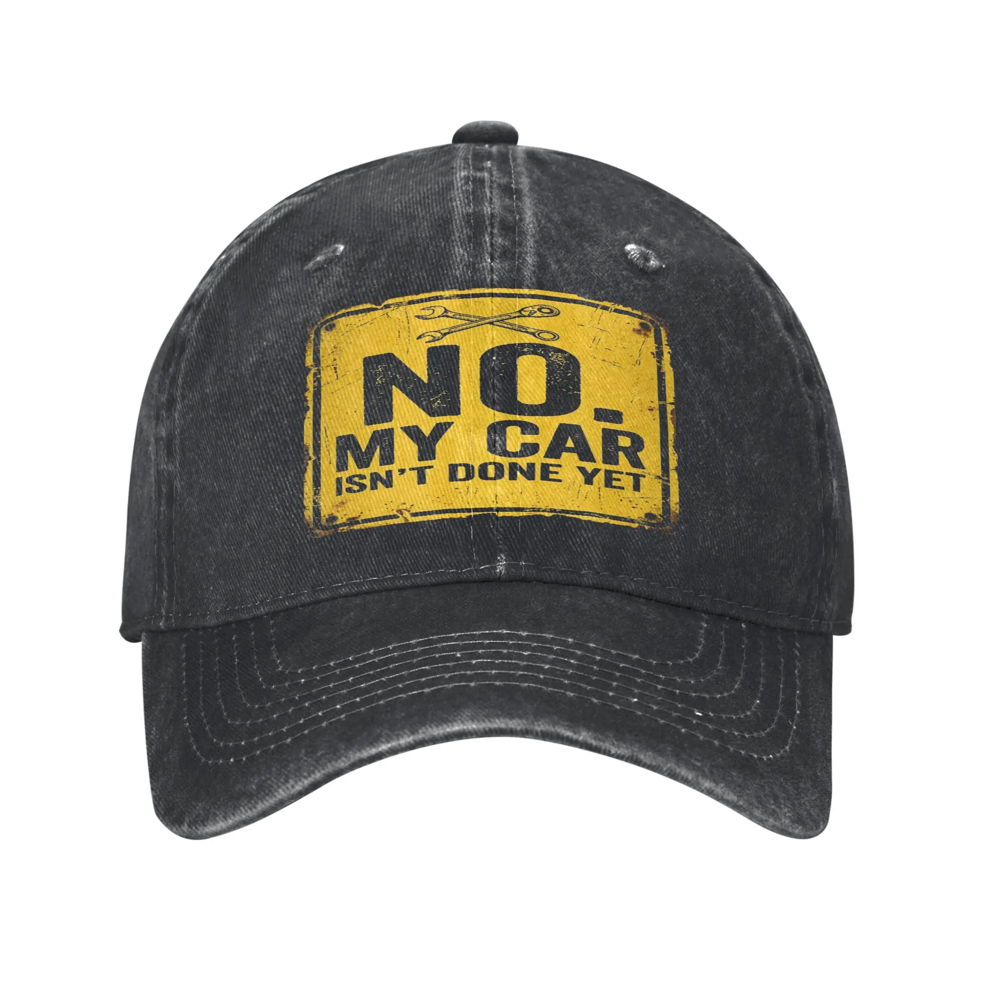 No My Car Isn't Done Yet Funny Vintage Mechanic Car Cap  Funny Baseball Cap Hats Visor Protection Snapback Cotton tops gorras
