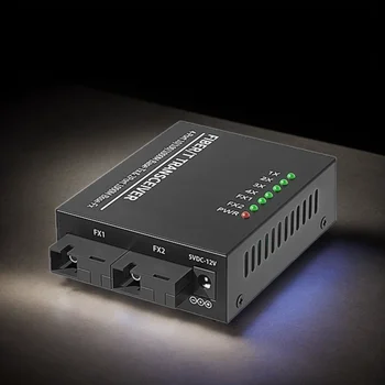 1pc Gigabit 2F4E 2 Fiber port 4 RJ45 port fiber media converter SC 1310nm/1550nm single mode simplex 20km