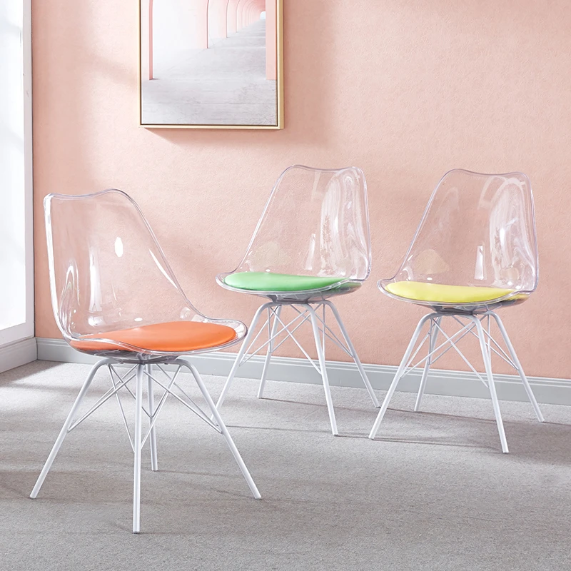 Fashion Transparent Acrylic dining chairs Restaurant furniture minimalist  dresser Backrest stool Nordic living room iron chair