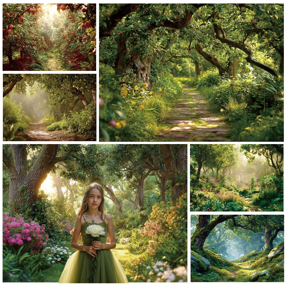 

MOON.QG Spring Green Trees Sun Nature Woodland Photographic Background Backdrop Photozone Wallpaper Birthday Child Accessories