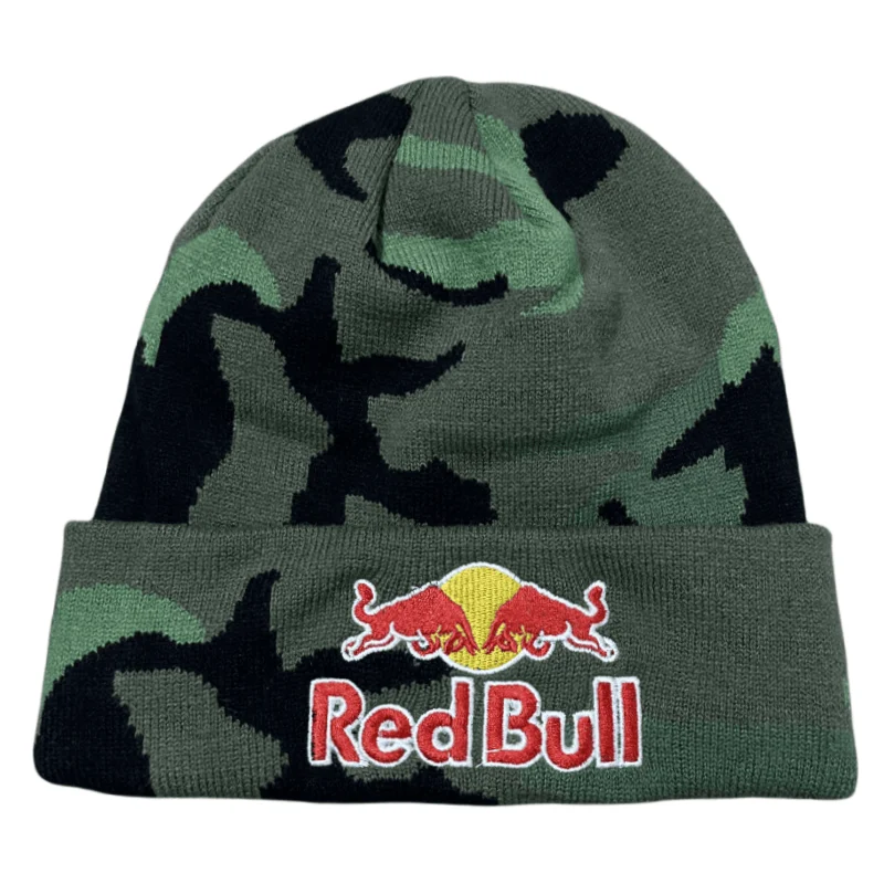 Red Bull Men's Winter Hat - Classic Icon Beanie Red Bull Men's camouflage Knit Beanie army green