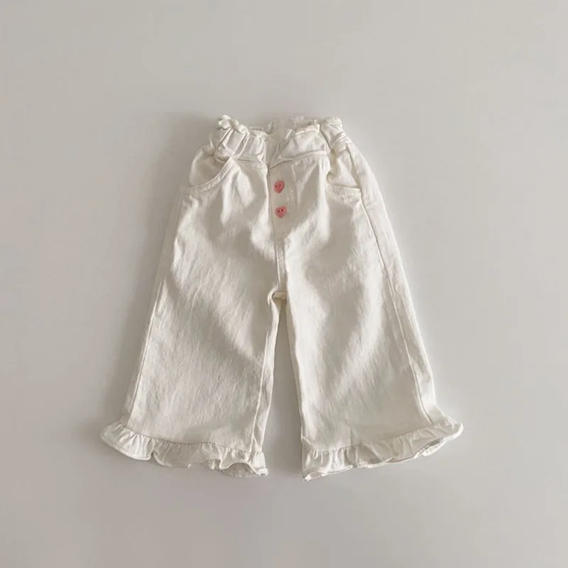 2024 Spring New Children Loose Trousers Baby Girl Cute Lace Wide Leg Pants Toddler Fashion Versatile Casual Pants Kids Clothes