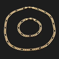 925 Sterling silver 18K gold 8MM geometry chain bracelets neckalce for women men fashion wedding accessories jewelry sets