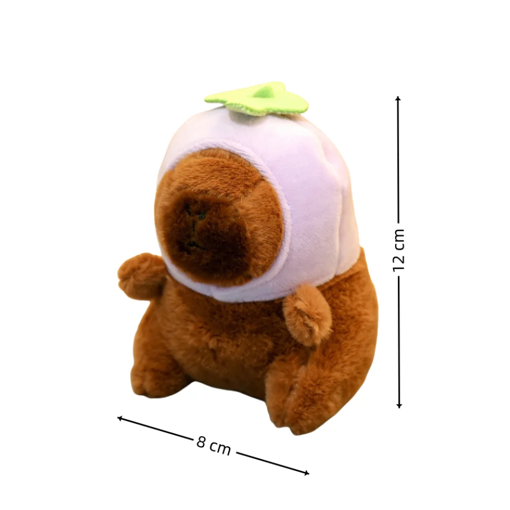 Cute Capybara Key Chain with Bee Rabbit Frog Bear Hat Cartoon Backpack Pendant Bag Accessories Plush Animals Toy Birthday Gift