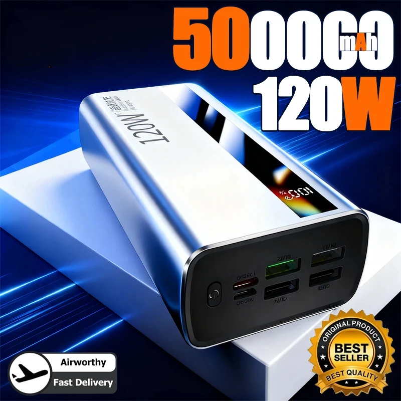 

500000 мАч Power Bank 120 Вт Быстрая зарядка Power Bank большой емкости PD 20 Вт Подходит для всех мобильных телефонов Длительный срок службы