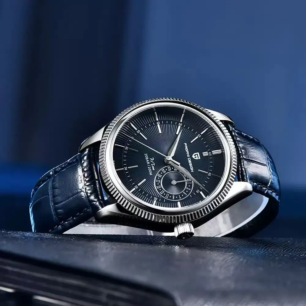 PAGANI DESIGN PD1689 Men Quartz Watch, 20Bar Waterproof Wristwatch,  Japan VH65 Movement, Sapphire Glass，Leather Strap