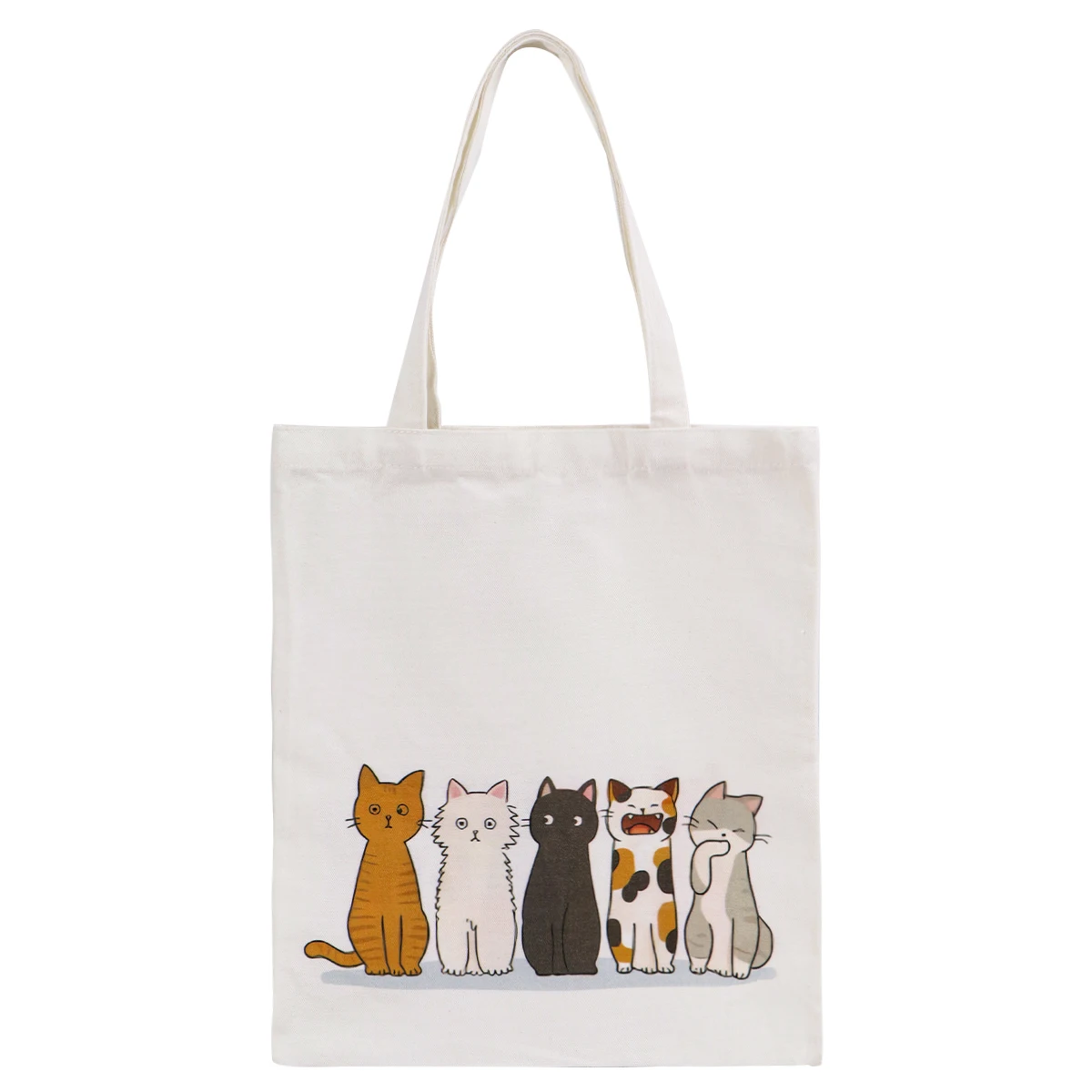 Leuke kat canvas draagtas boodschappentas multifunctionele handtas voor dames Casual opvouwbare schoudertas Schoolhandtas cadeau