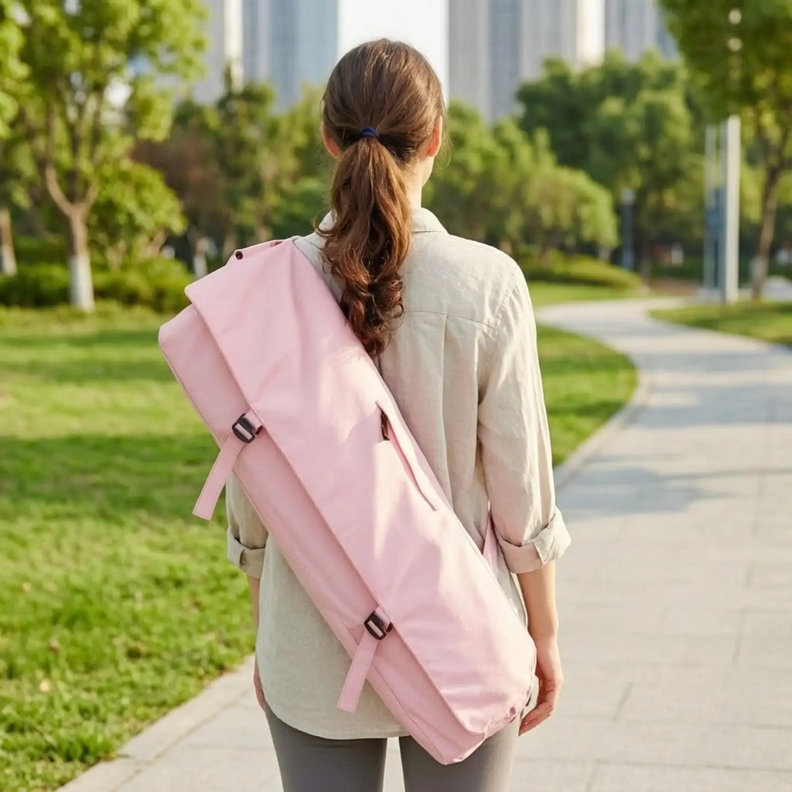 Rolled Mat Transport Bag with Industrial Strap and Phone Pocket for Fitness Dance Enthusiasts