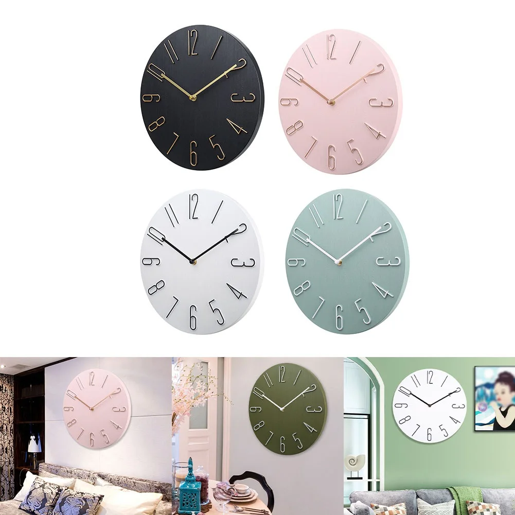 Wall Clock Analog Quartz Wall Clock Large Number Wall Clock Silent Quartz Watch Home Living Room Office Bedroom Decor 12 Inch