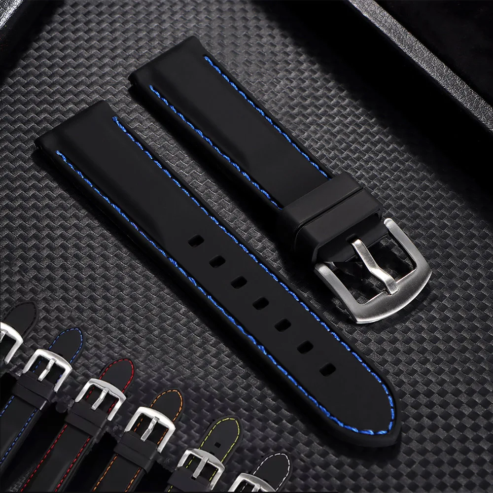 Universal-Uhrenarmbänder, Silikonband, 18 mm, 20 mm, 22 mm, 24 mm, 26 mm, weiches Gummi-Armband für Huawei für Seiko Smartwatch-Handgelenkbänder
