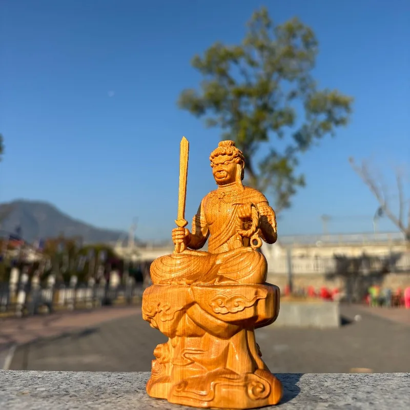 Hand-Carved Wood Acala Statue - 5.1