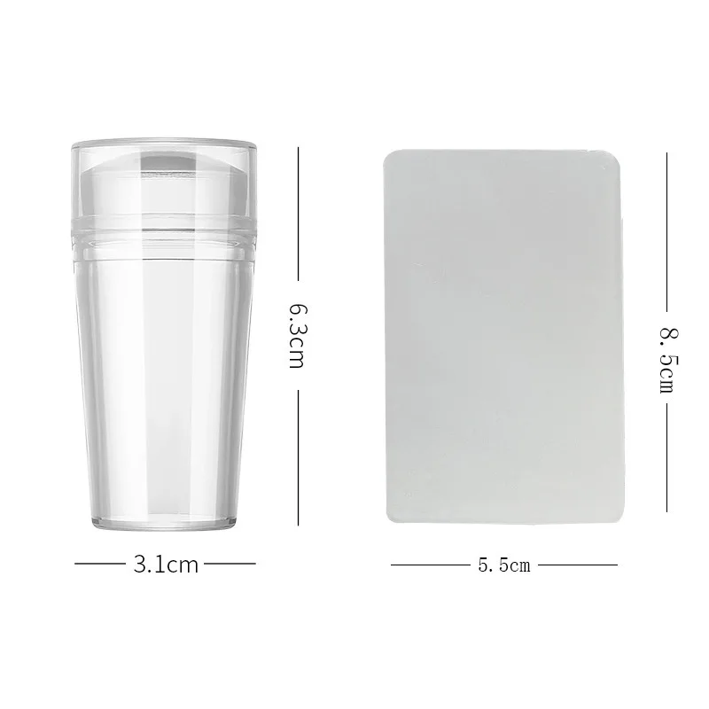 Grattoir à sceau pour ongles, ensemble de 2 pièces, Kit d'estampage d'ongles Transparent en Silicone, tampon de manucure de conception française, outil de peinture pour bricolage