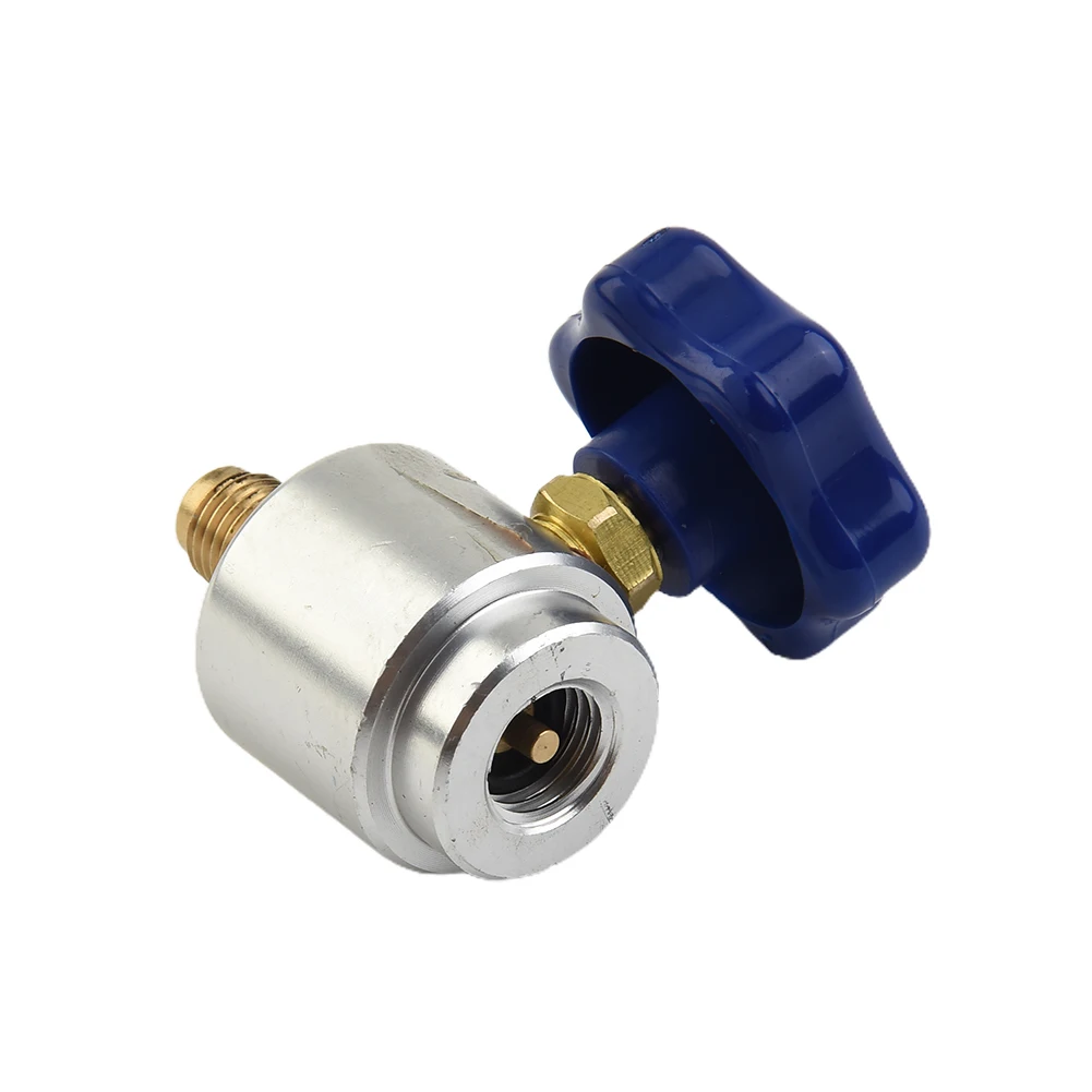 Self Sealing R134A Can Tap Valve Dispenser R134A Tank Connecting Adapter 1/4''to 1/2'' Air Conditioning Repair Tool