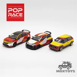 Pop Race 1:64 GTI MK2 PANDEM GR YARIS Type-R FL5 YellowRed Diecast Model Car