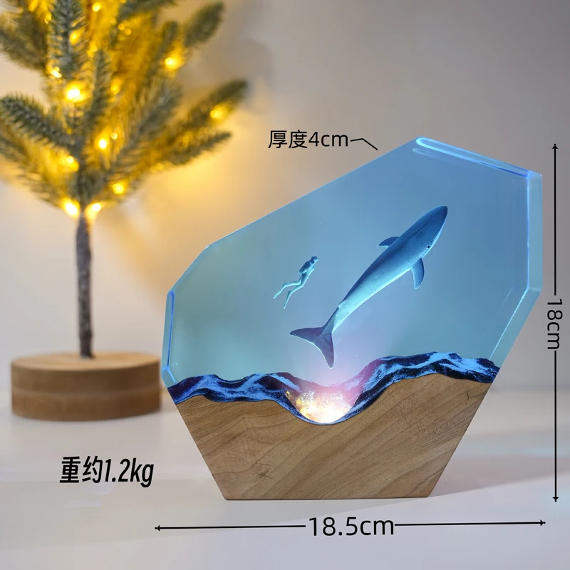البشر والحيتان الكائن الراتنج الجدول ضوء الإبداعية الفن الديكور مصباح المحيط المشهد موضوع ضوء الليل USB تهمة