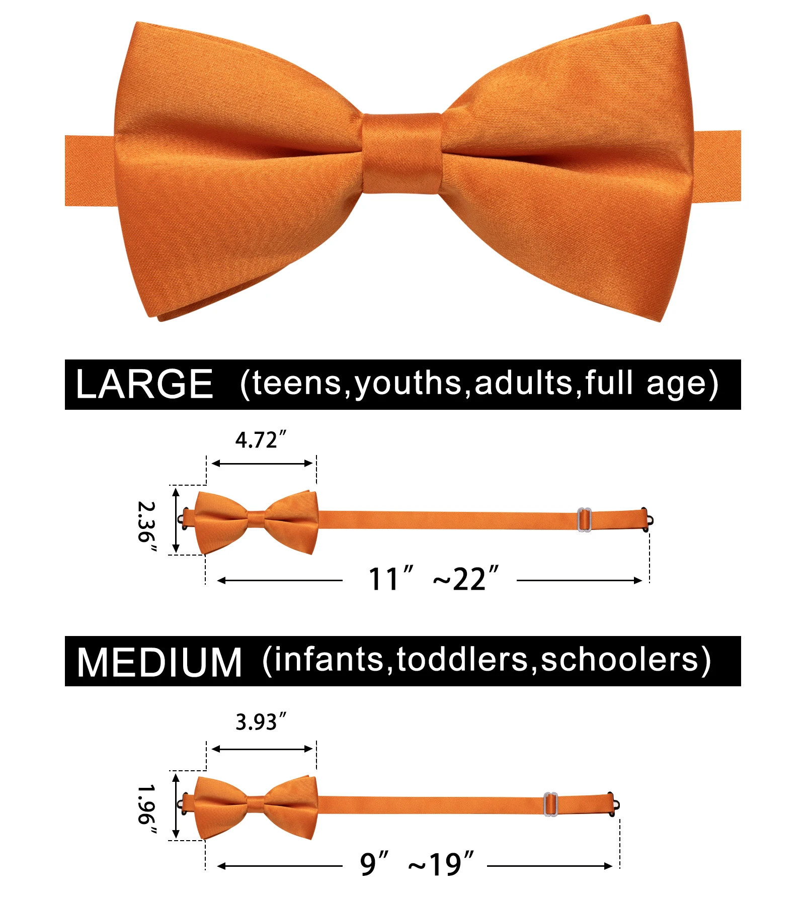 Casual Solid Orange Father and Son Bowtie Set for Wedding Party Men's Accessories Luxury Silk Men's Bow Tie Boys Necktie Gifts