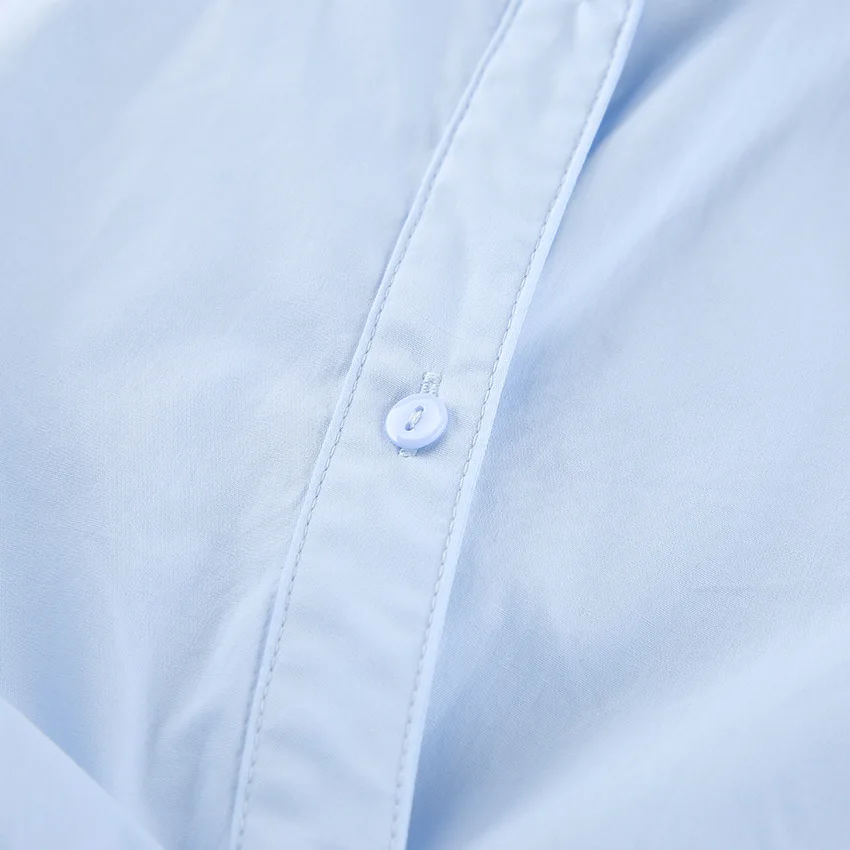 Trendy Women's Shirts Solid Color Spring Autumn Fashion Loose Clothing Pure Cotton Splicing Long Sleeves Slim Lapel Waist Tops