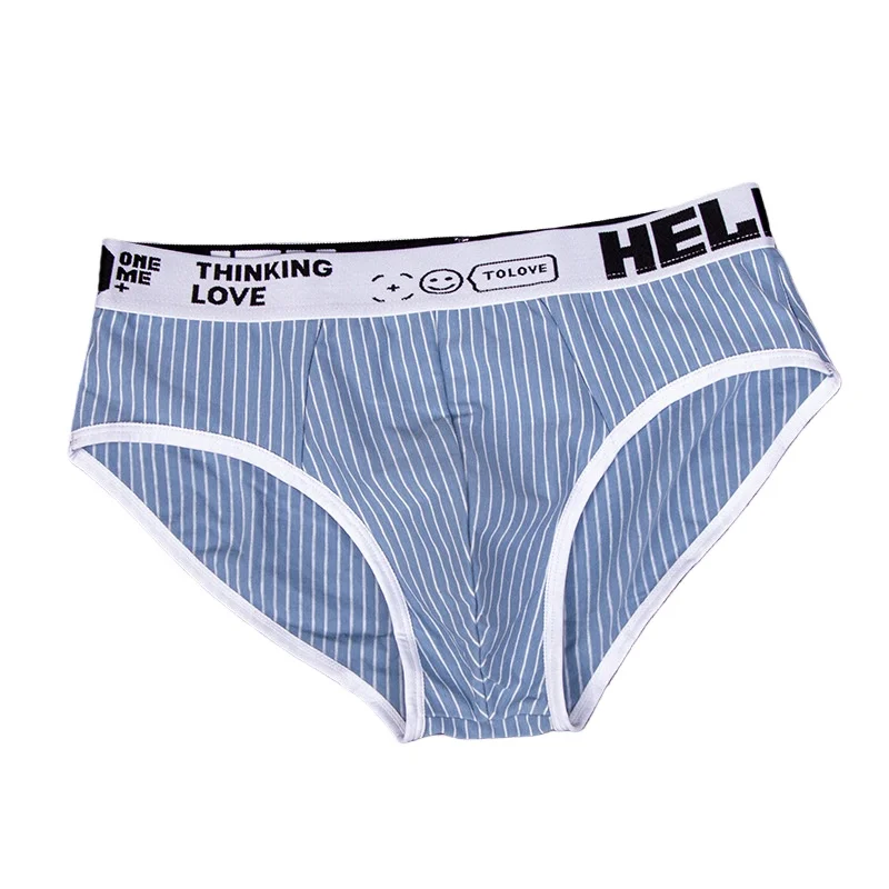 

Men's Striped Cotton Briefs Low Waist Breathable Underwear Comfortable Triangle Pants Loose Antibacterial Sports Underpants
